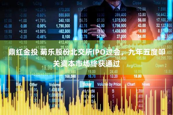 鼎红金投 菊乐股份北交所IPO过会，九年五度叩关资本市场终获通过